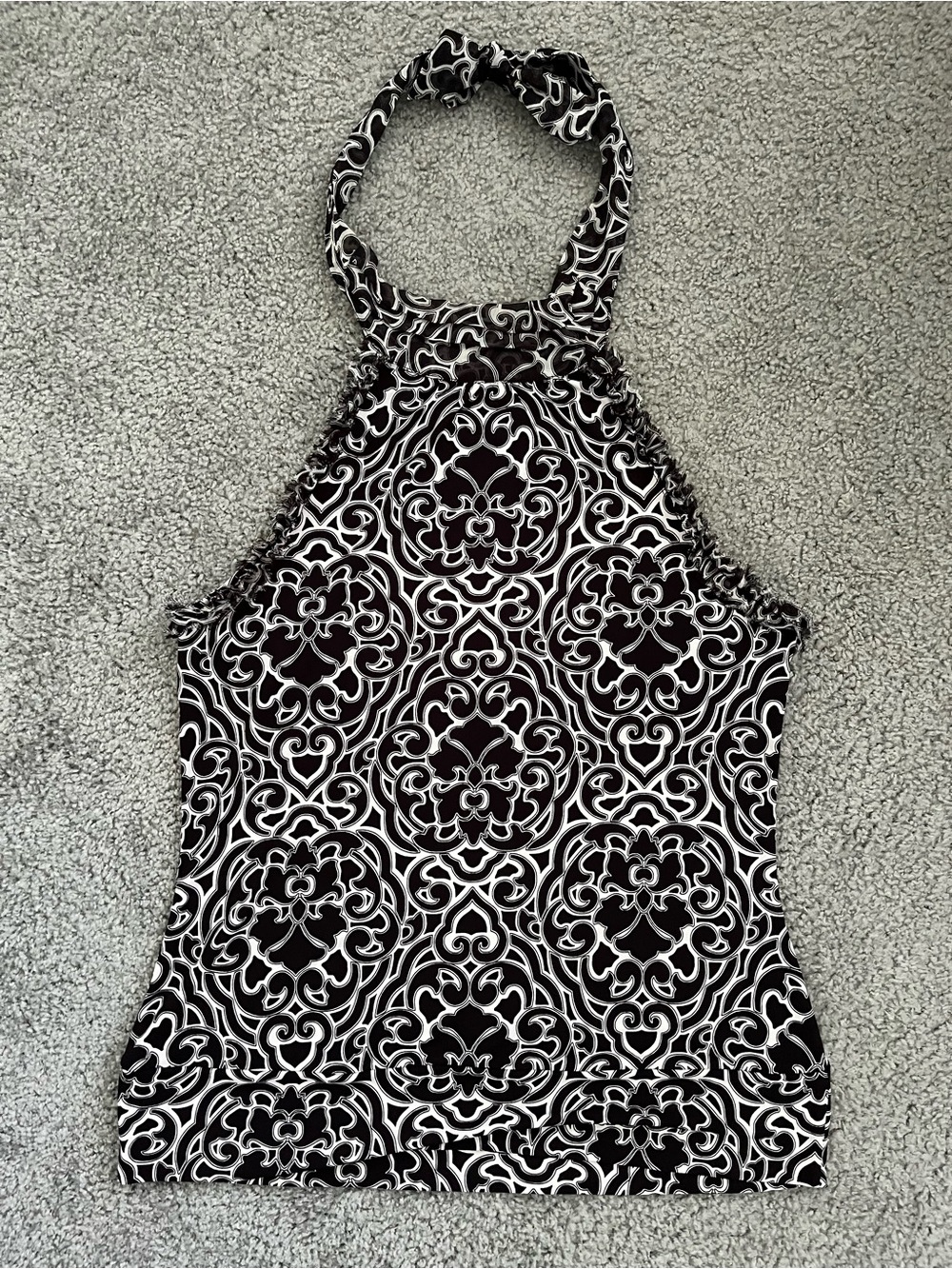White House Black Market Black and White Halter-Cami with Ornate Print